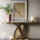 Abstract Ash Wood Irregular Oval Decorative Console Table Image - 4