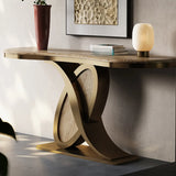 Abstract Ash Wood Irregular Oval Decorative Console Table Image - 6
