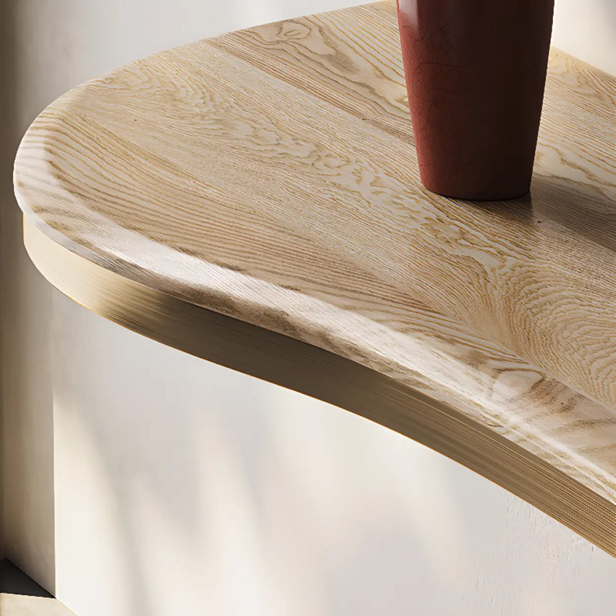 Abstract Ash Wood Irregular Oval Decorative Console Table Image - 8