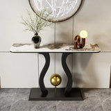 Abstract Base Black Curved Marble Top Console Table Image - 1