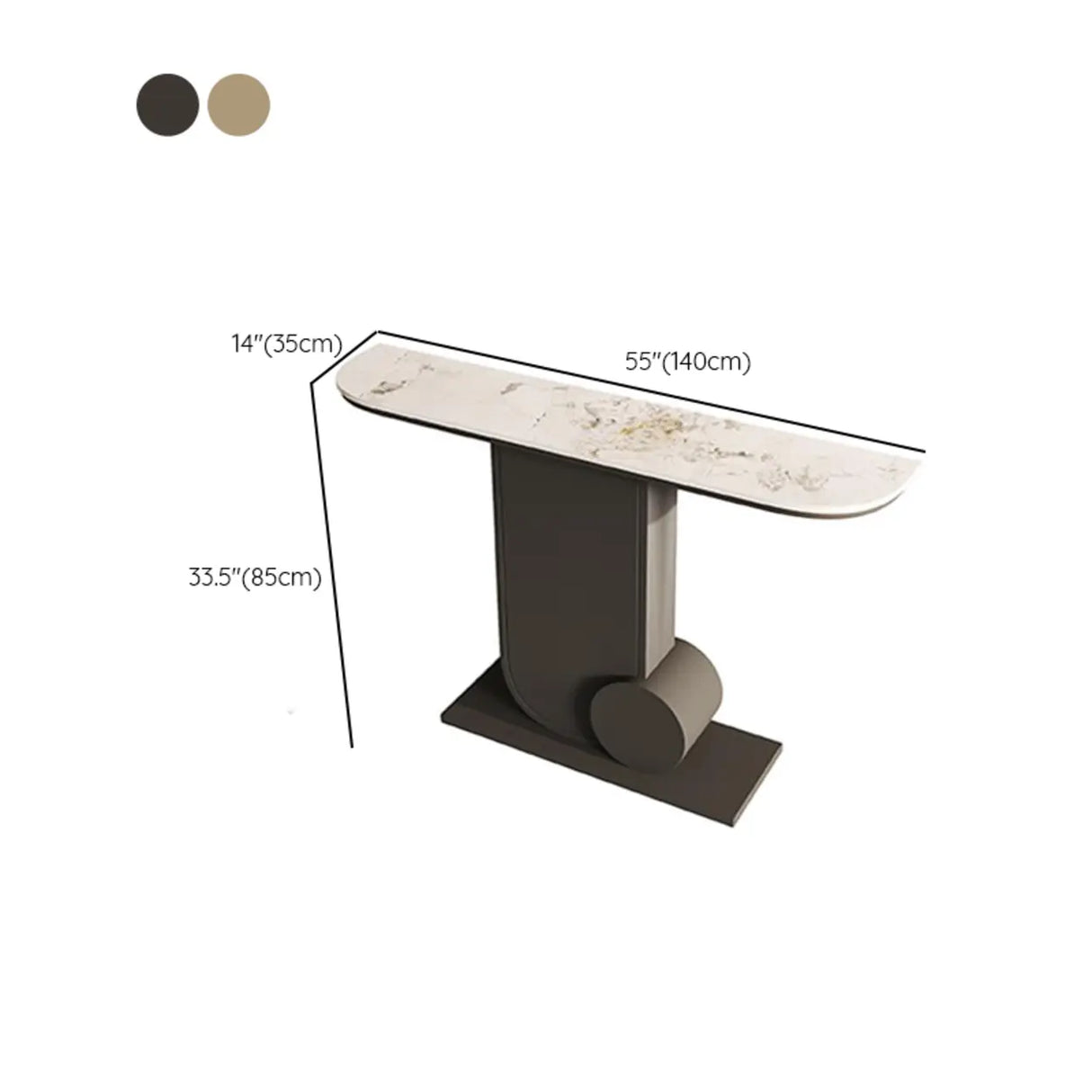 Abstract Base Half Moon Sintered Stone Black Console Table 