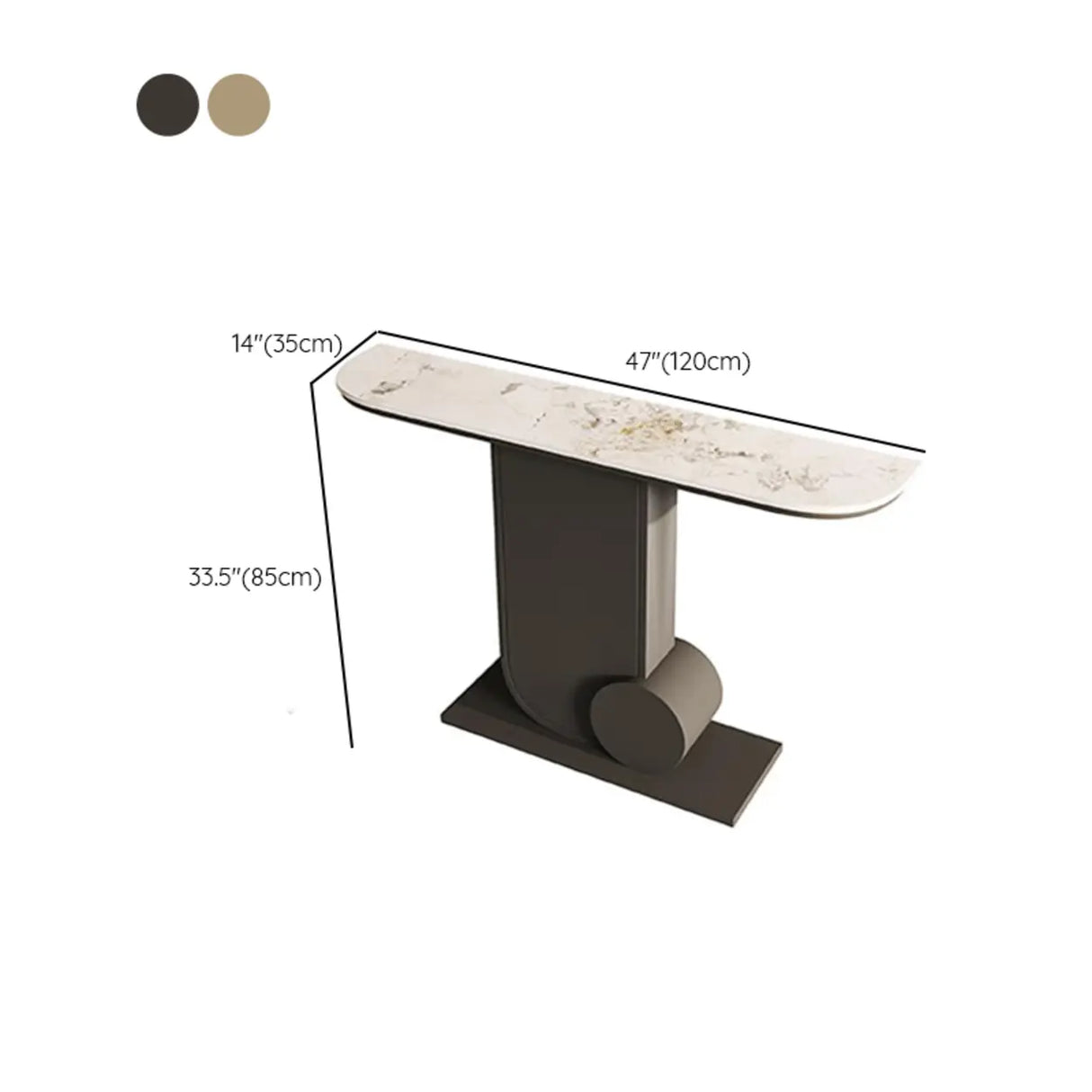Abstract Base Half Moon Sintered Stone Black Console Table Image - 12