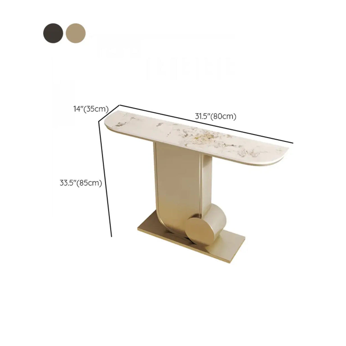 Abstract Base Half Moon Sintered Stone Black Console Table Image - 13