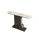 Abstract Base Half Moon Sintered Stone Black Console Table Image - 2
