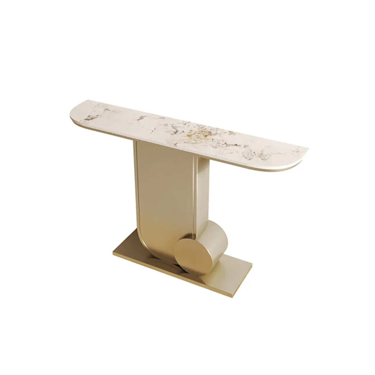 Abstract Base Half Moon Sintered Stone Black Console Table Image - 3