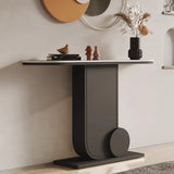 Abstract Base Half Moon Sintered Stone Black Console Table Image - 6