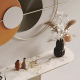 Abstract Base Half Moon Sintered Stone Black Console Table Image - 7