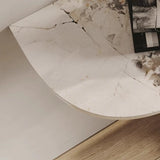 Abstract Base Half Moon Sintered Stone Black Console Table Image - 9