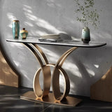 Abstract Base Metal Stone Gray Standard Console Table Image - 5