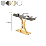 Abstract Base Semi-Circle Sintered Stone Black Console Table Image - 16