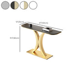 Abstract Base Semi-Circle Sintered Stone Black Console Table Image - 18