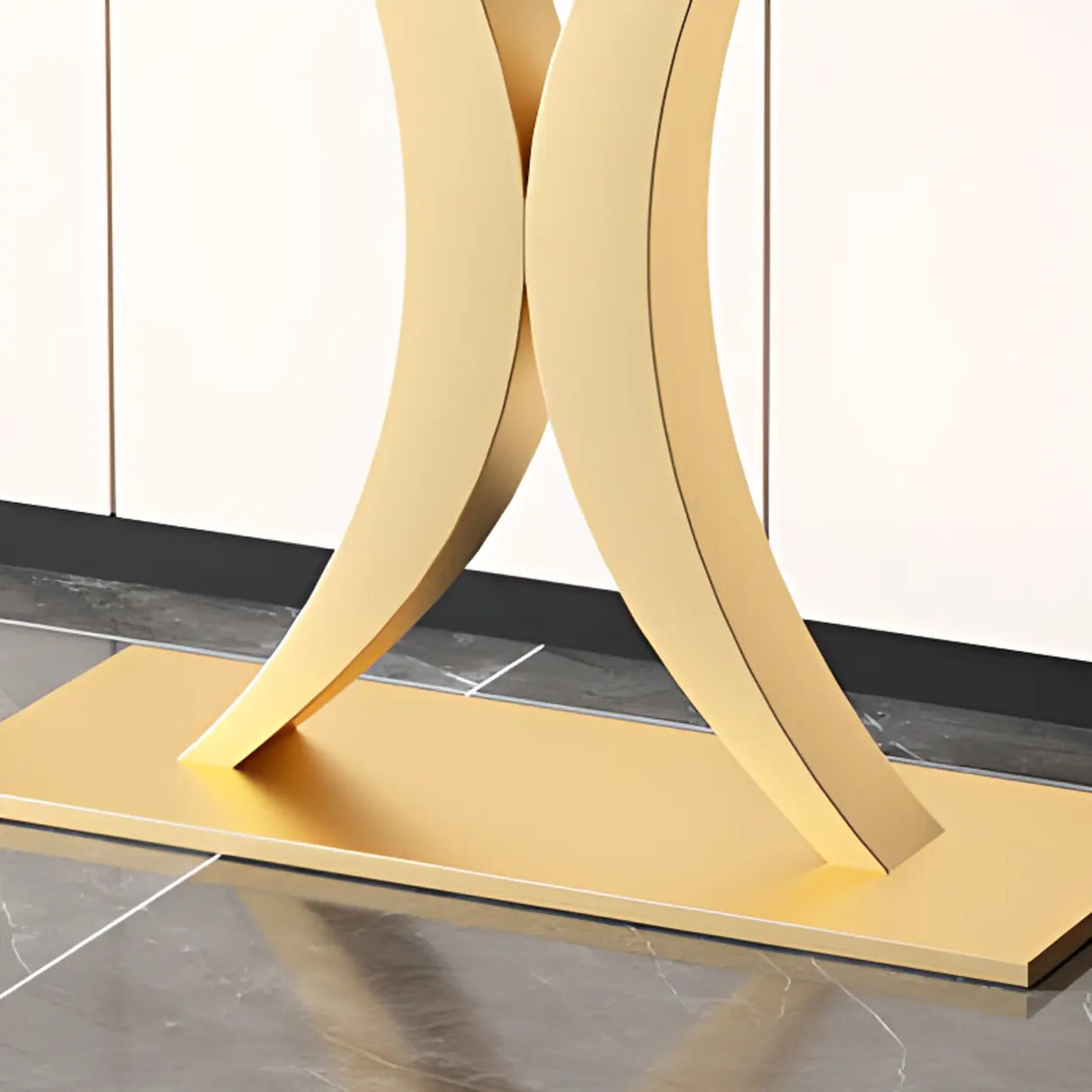 Abstract Base Semi-Circle Sintered Stone Black Console Table Image - 3