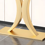 Abstract Base Semi-Circle Sintered Stone Black Console Table Image - 3