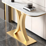 Abstract Base Semi-Circle Sintered Stone Black Console Table Image - 5