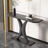 Abstract Base Semi-Circle Sintered Stone Black Console Table Image - 6