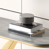 Abstract Base Semi-Circle Sintered Stone Black Console Table Image - 7