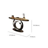 Abstract Metal Base Oval Marble Entryway Console Table Image - 10