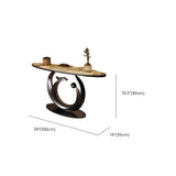 Abstract Metal Base Oval Marble Entryway Console Table Image - 12