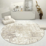 Abstract Modern Round Polyester Apricot Area Rug Image - 2