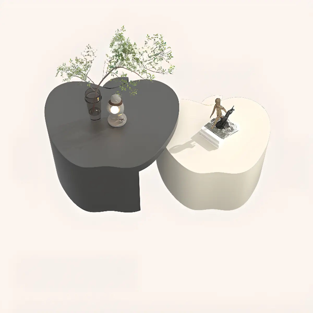 Abstract Nested Apple-Shaped Fiberglass Coffee Table Image - 7