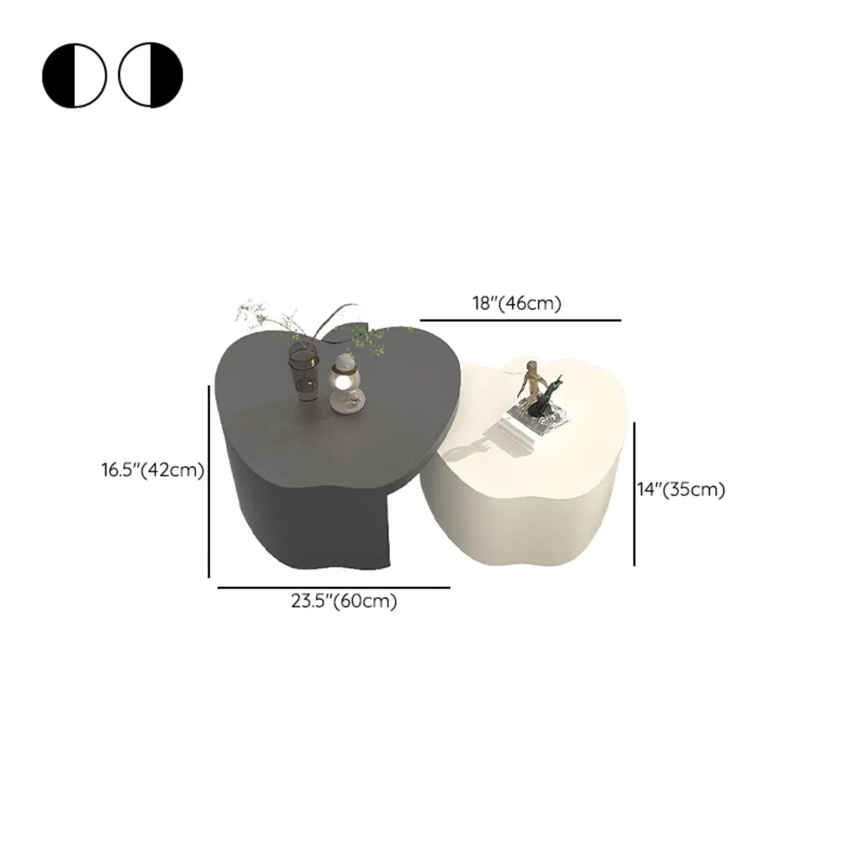 Abstract Nested Apple-Shaped Fiberglass Coffee Table 