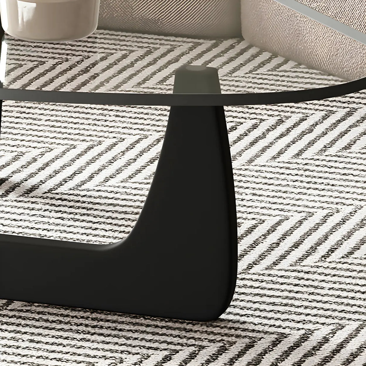 Abstract Pine Wood Base Triangle Glass Coffee Table Image - 8