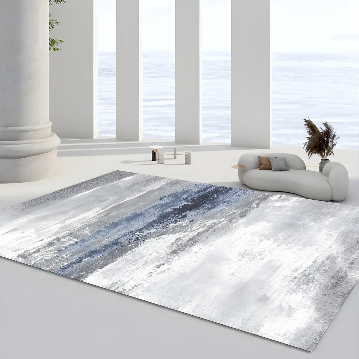 Abstract Unique Rectangle Polyester Beige Area Rug Image - 11