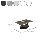 Abstract White Rectangular Stone Iron Base Coffee Table Image - 14