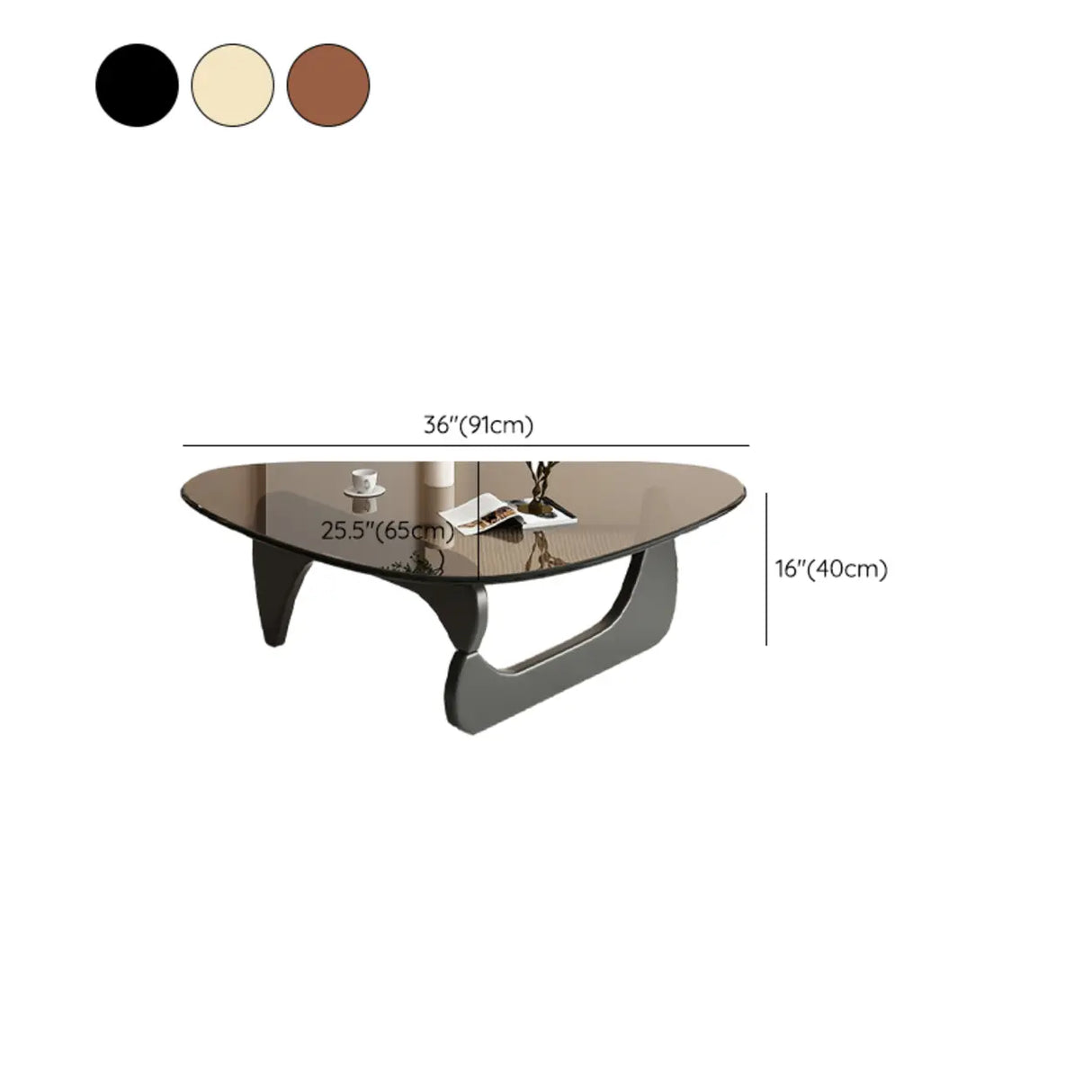 Abstract Wooden Base Glass Triangle Top Coffee Table Image - 20