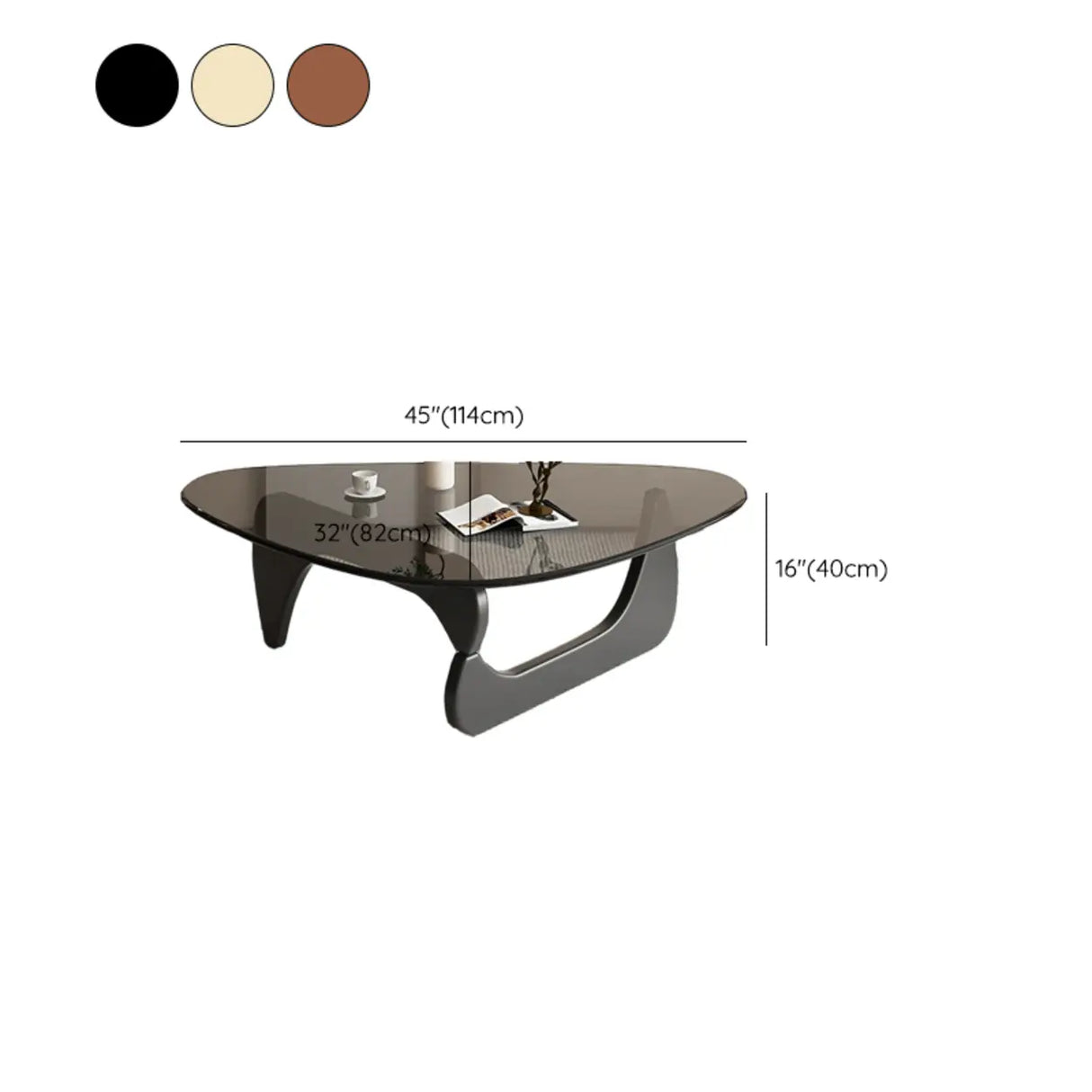 Abstract Wooden Base Glass Triangle Top Coffee Table Image - 22