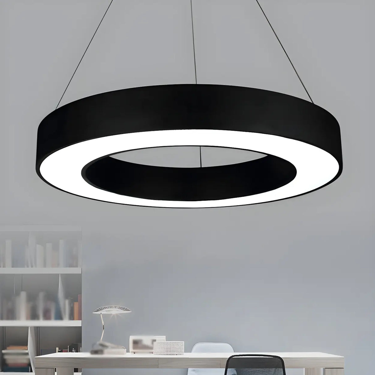 Acrylic Circular Ring LED Pendant Light for Office Image - 1