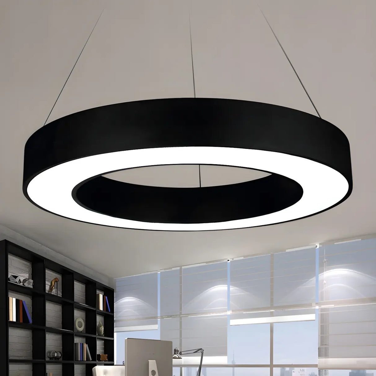 Acrylic Circular Ring LED Pendant Light for Office Image - 2