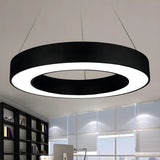 Acrylic Circular Ring LED Pendant Light for Office Image - 2
