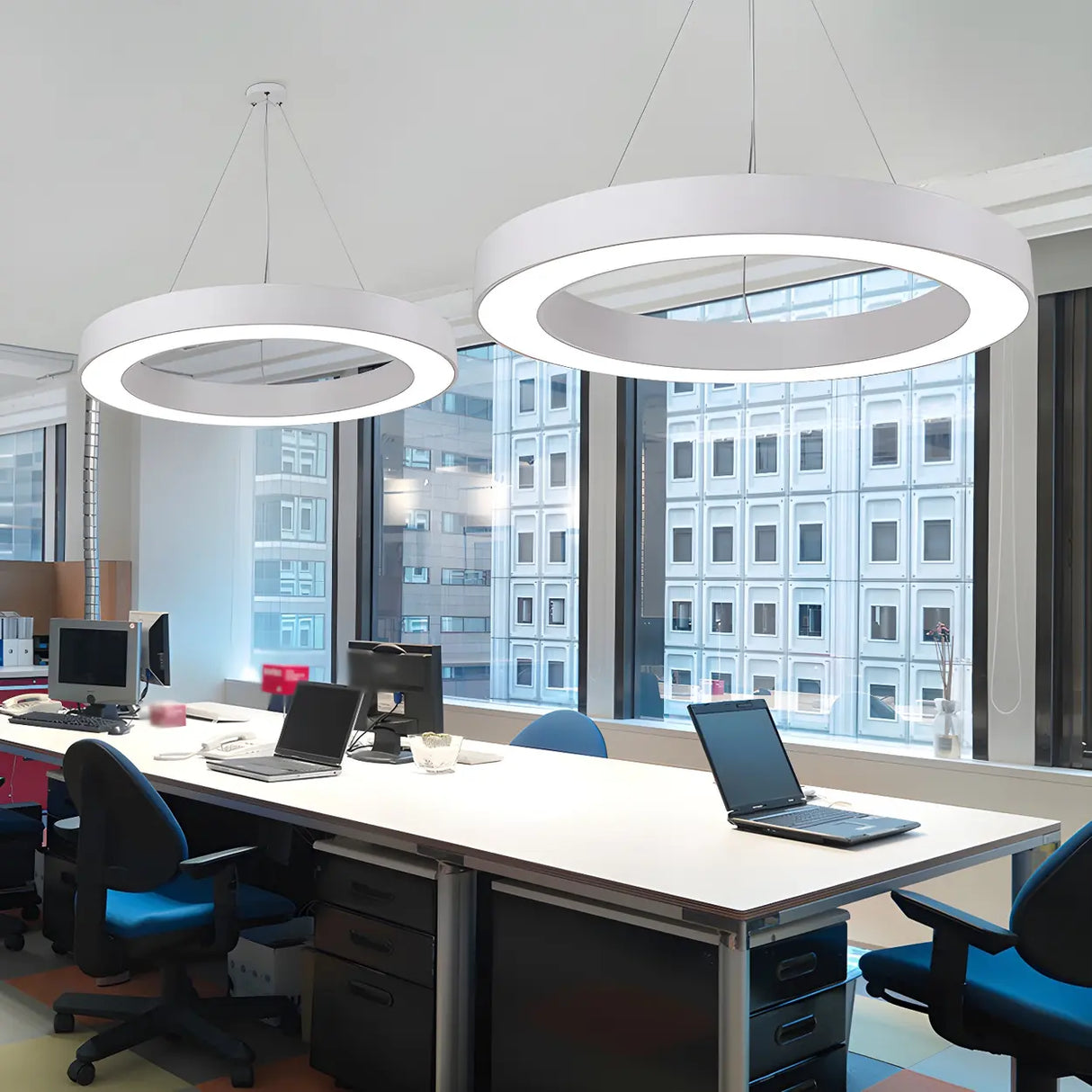 Acrylic Circular Ring LED Pendant Light for Office Image - 4