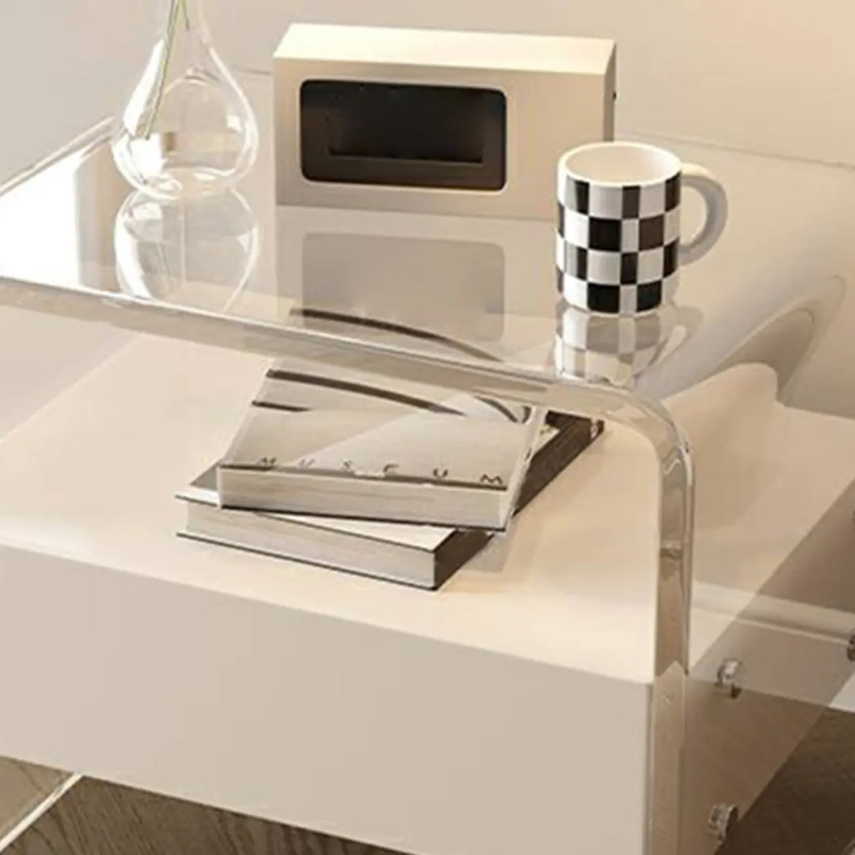 Acrylic Drawer Storage Kids Nightstand with Legs Image - 10
