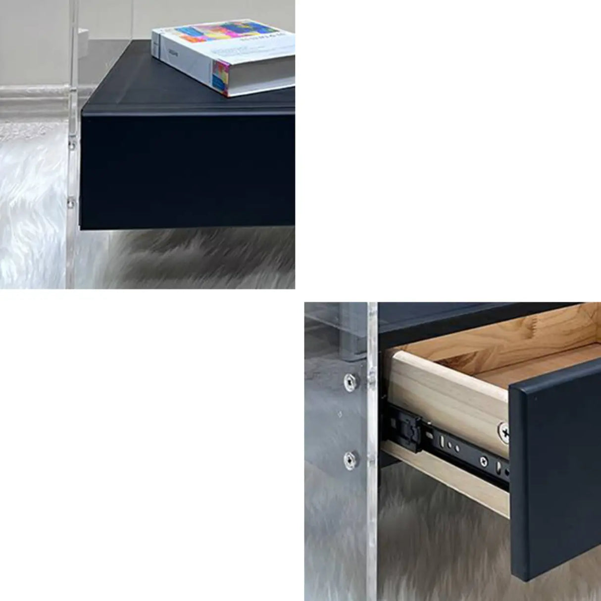 Acrylic Drawer Storage Kids Nightstand with Legs Image - 12