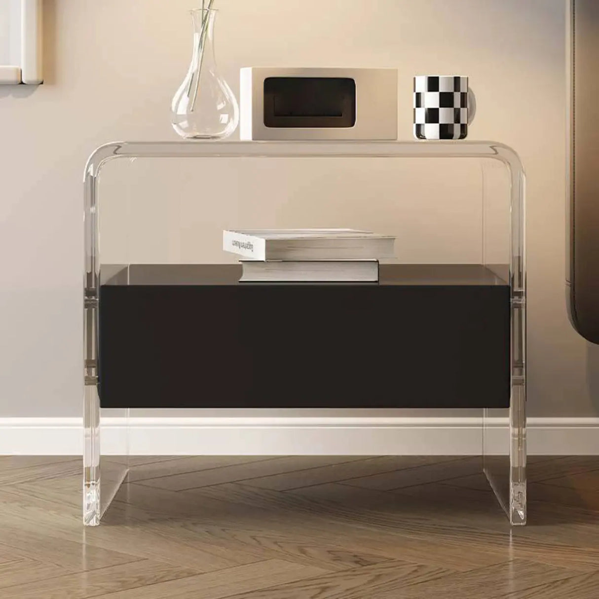 Acrylic Drawer Storage Kids Nightstand with Legs Image - 2