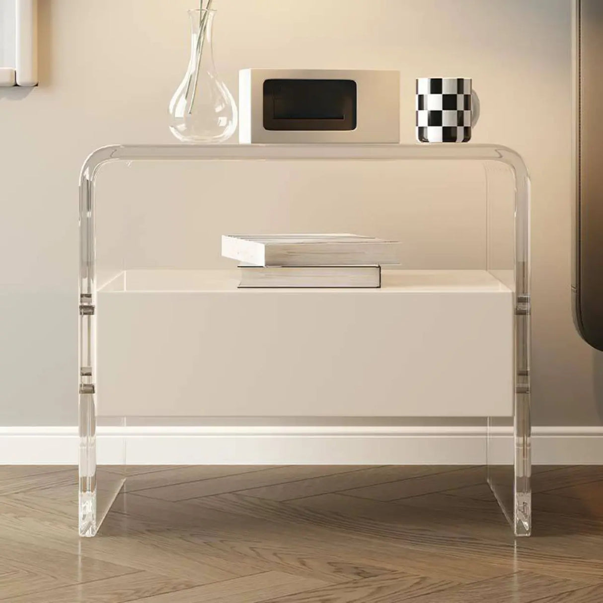 Acrylic Drawer Storage Kids Nightstand with Legs Image - 3