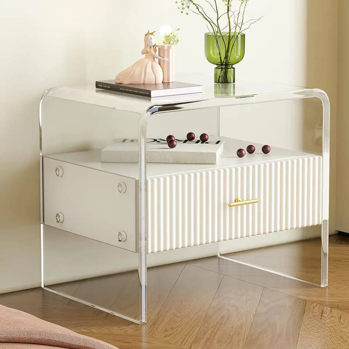 Acrylic Drawer Storage Kids Nightstand with Legs Image - 7
