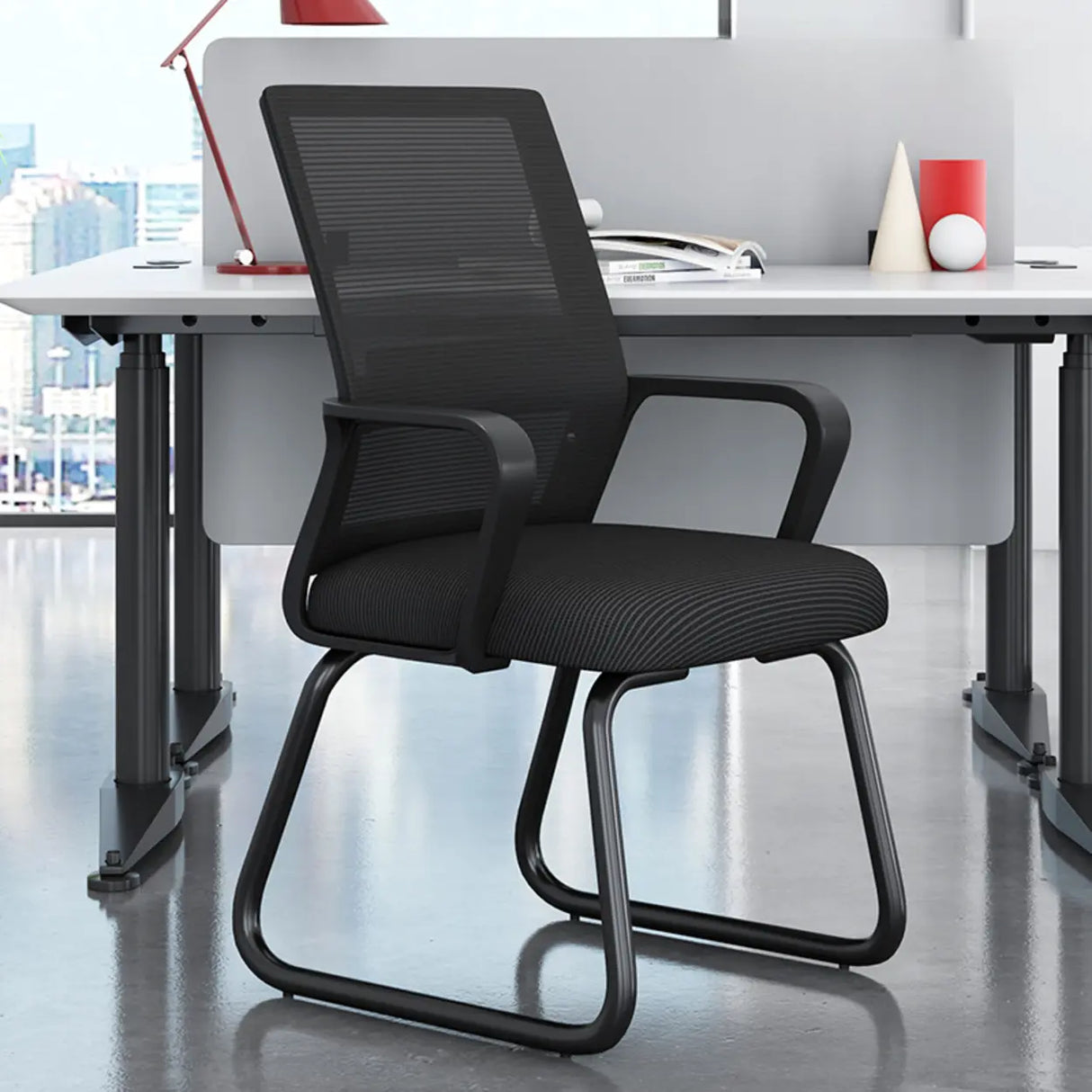 Acrylic Frame Ergonomic Mesh Black High-Back Office Chair Image - 4