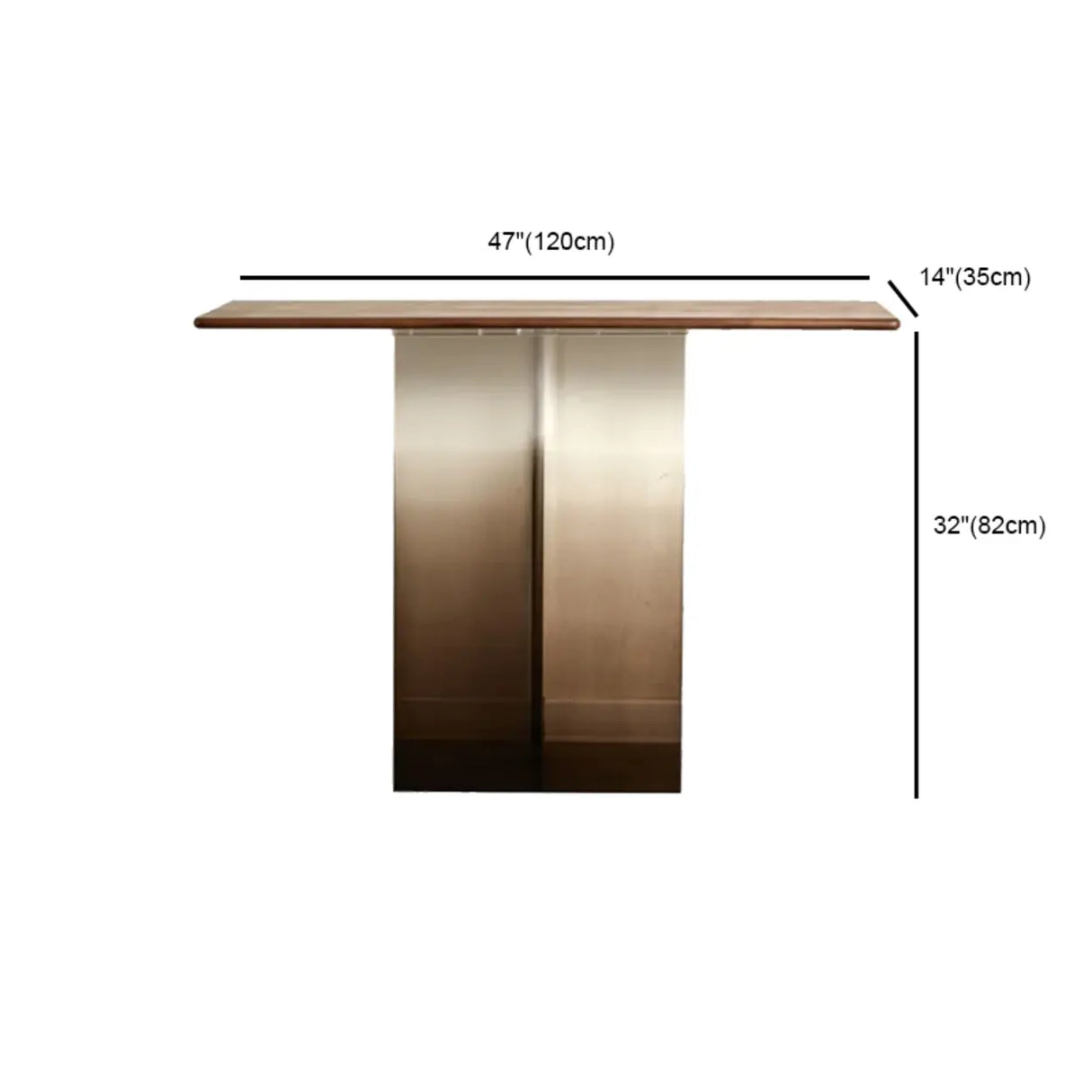 Acrylic Half-circle Pedestal Walnut Wood Console Table Image - 12