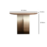 Acrylic Half-circle Pedestal Walnut Wood Console Table Image - 16