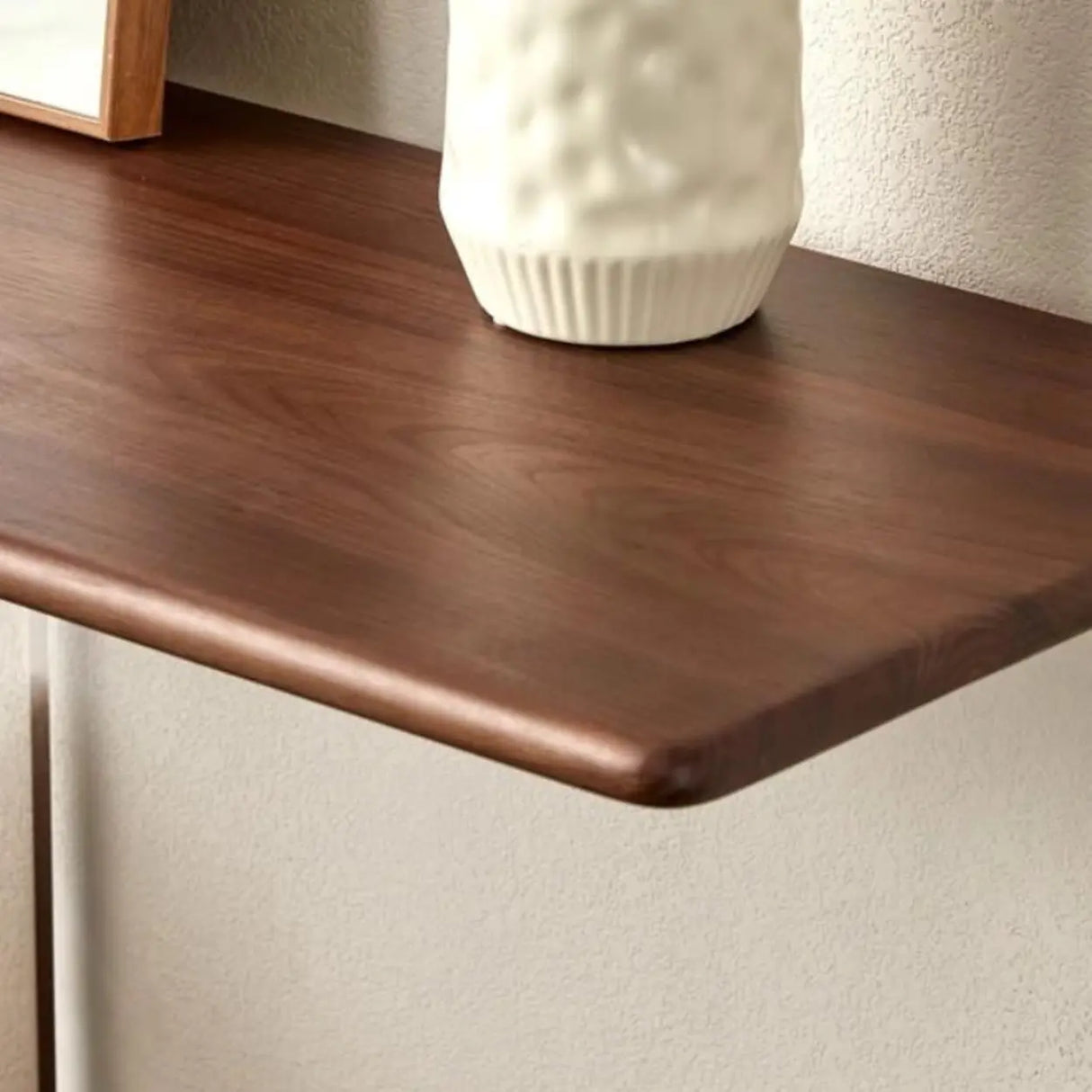 Acrylic Half-circle Pedestal Walnut Wood Console Table Image - 8