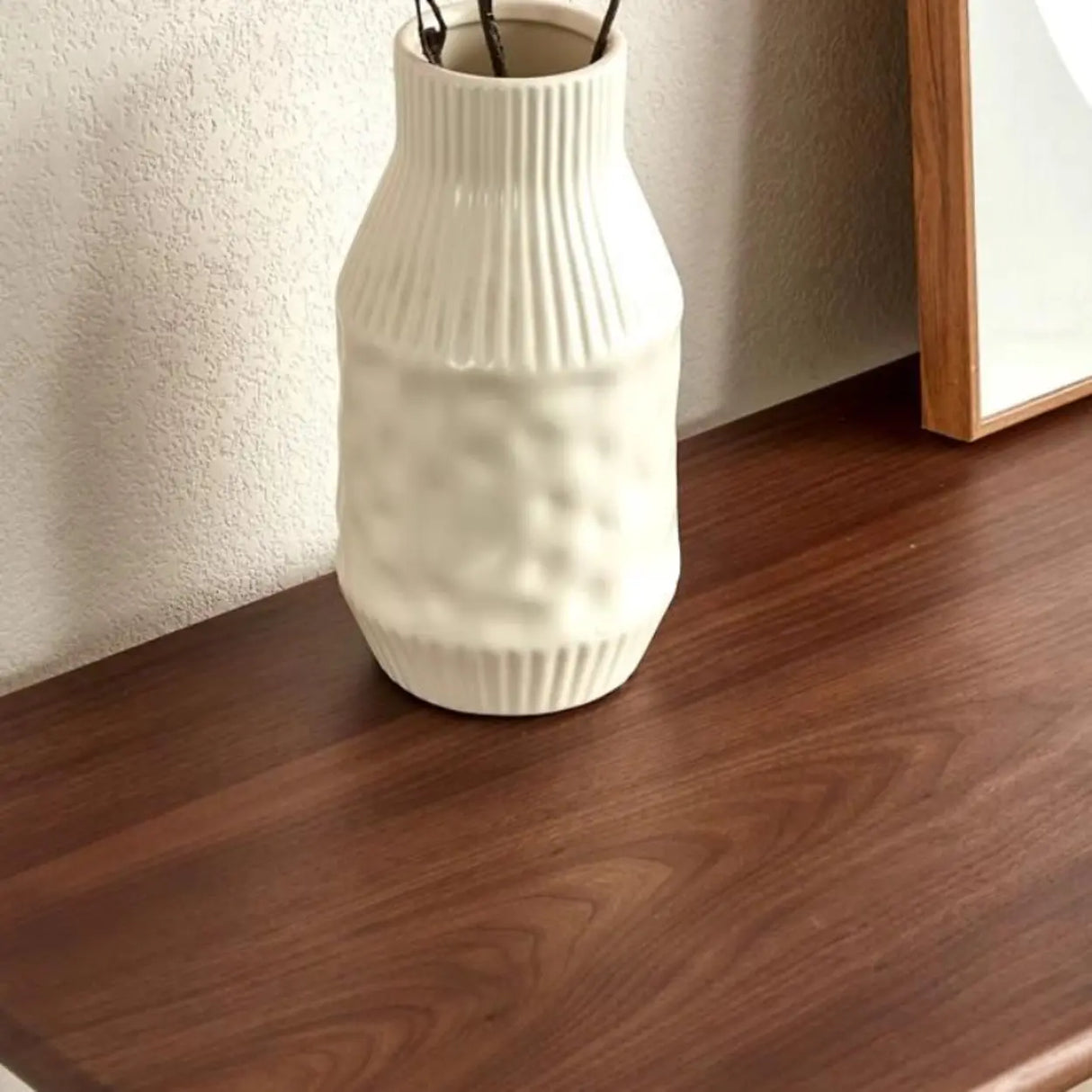 Acrylic Half-circle Pedestal Walnut Wood Console Table Image - 9