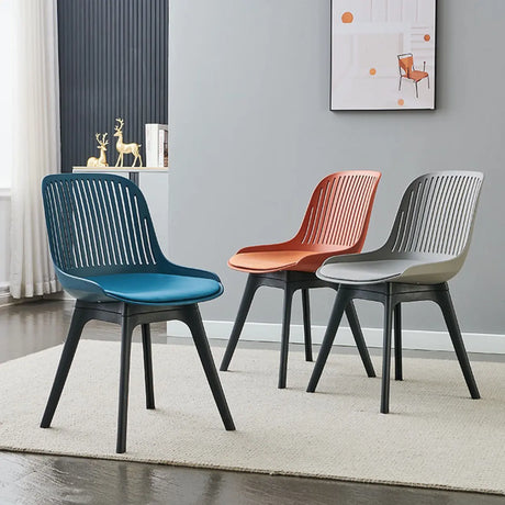Acrylic Slat Low Back Side Chair Armless Dining Chair Image - 1