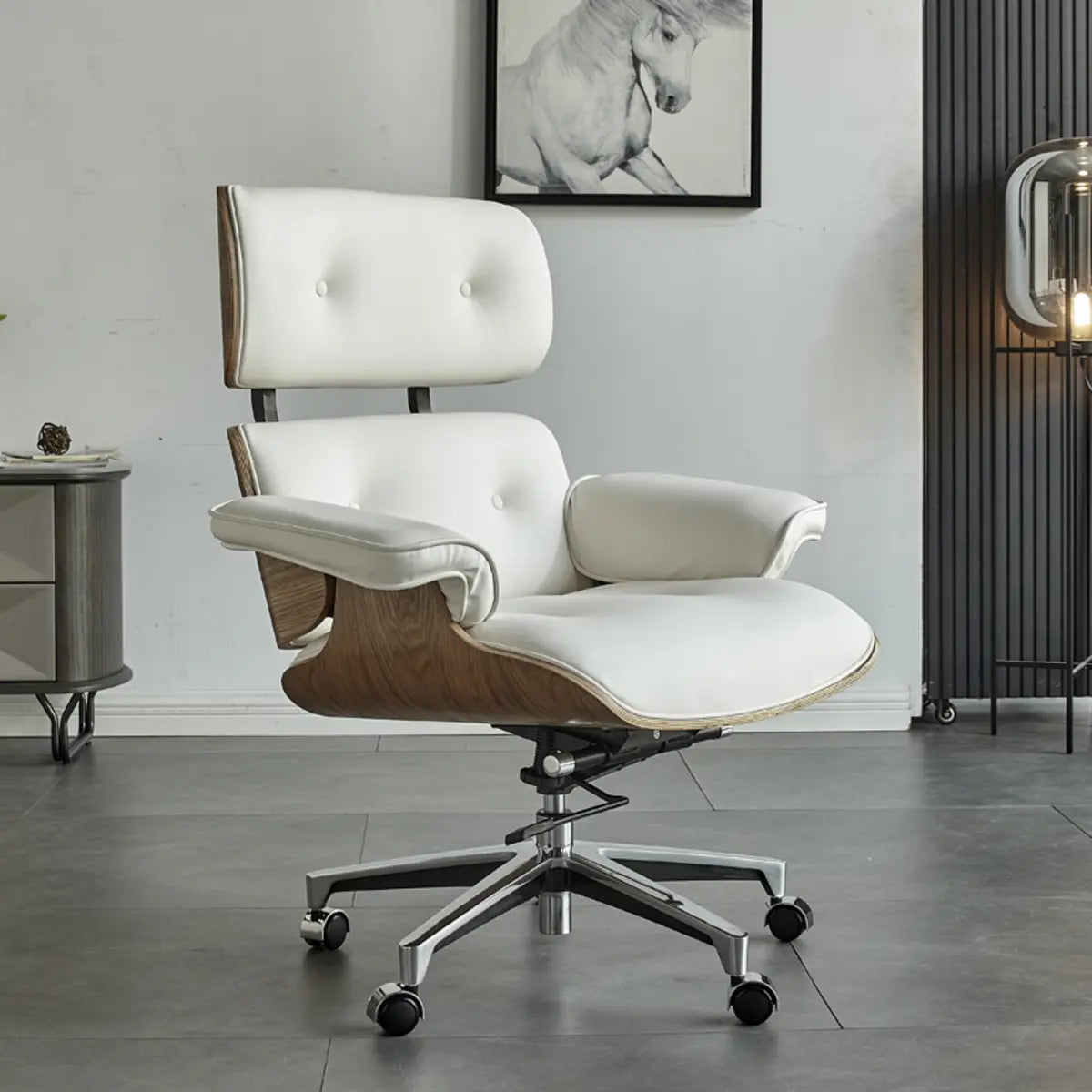 Adjustable Aluminum Frame Leather Office Chair with Headrest Image - 2