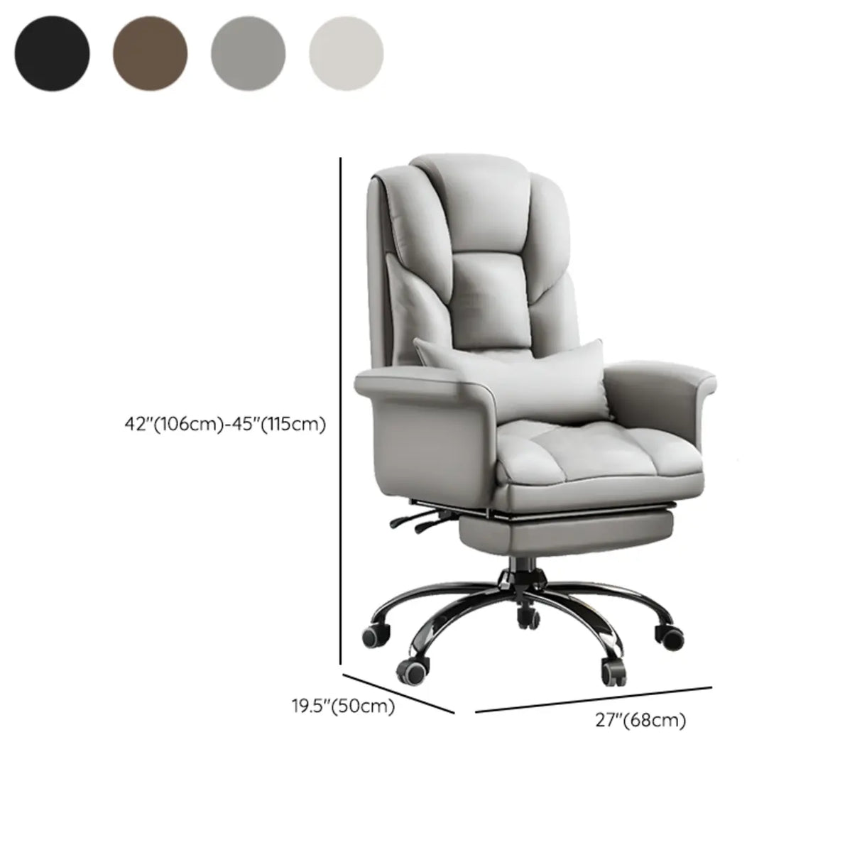Adjustable Angle and Height Ergonomic Leather Office Chair 