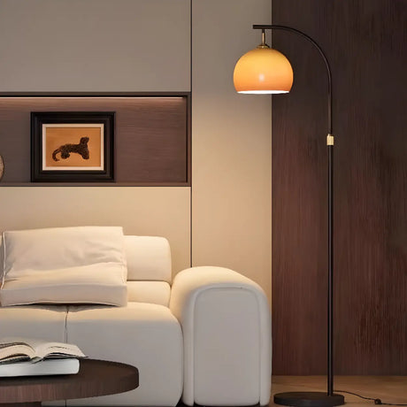 Metal Traditional Floor Lamp 1 Light with Glass Shade & Rocker Switch, Adapted for LED/Incandescent/Fluorescent, Adaptable Height, Residential Use Image - 1