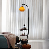 Adjustable Arc Floor Lamp with Three-Tier Storage Shelf Image - 3