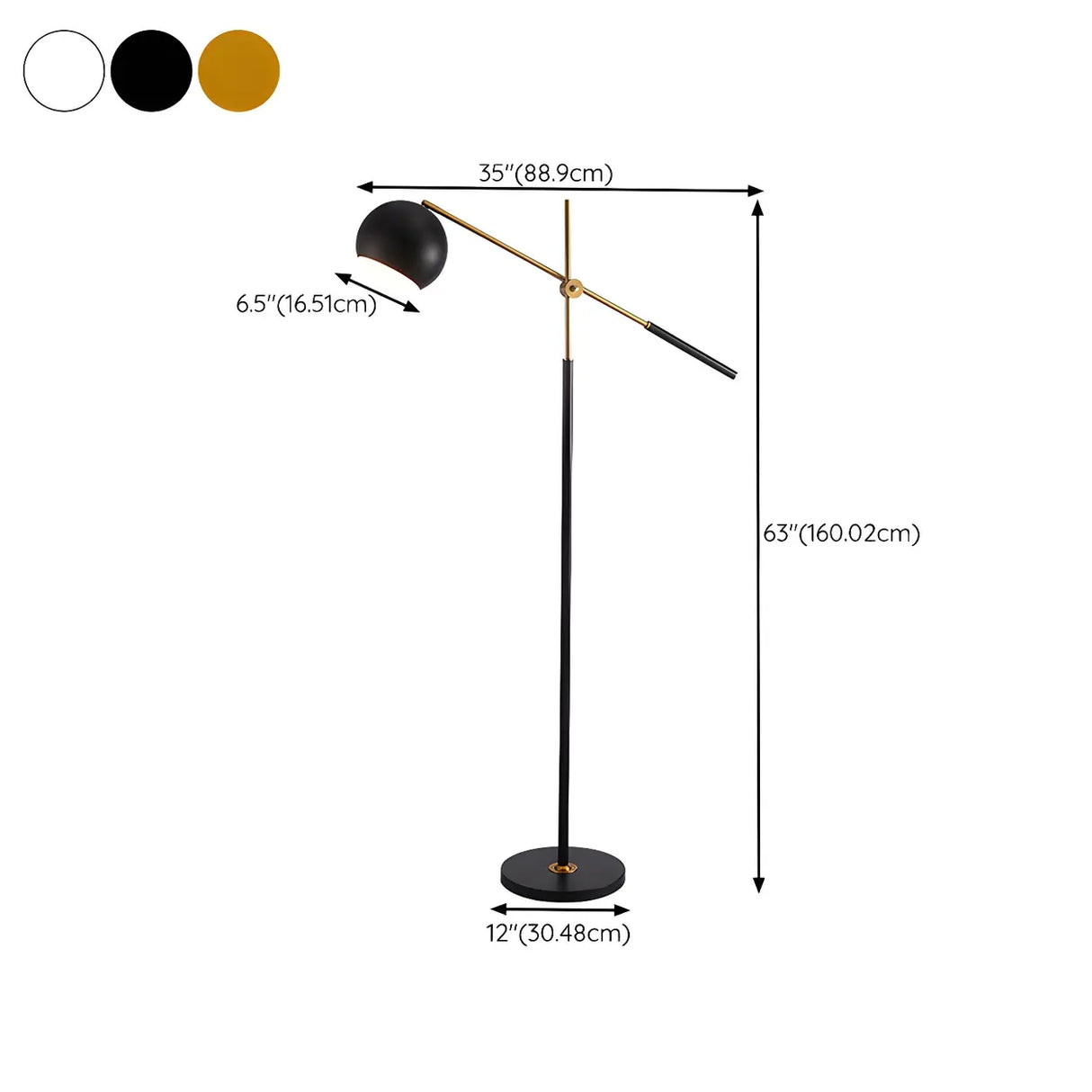 Adjustable Arm Modern Yellow Globe Metal Floor Lamp 